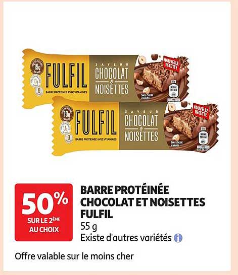 BARRE PROTÉINÉE CHOCOLAT ET NOISETTES FULFIL