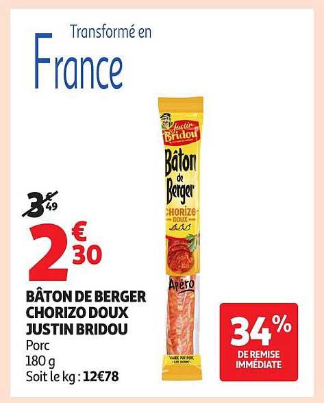 BÂTON DE BERGER CHORIZO DOUX JUSTIN BRIDOU