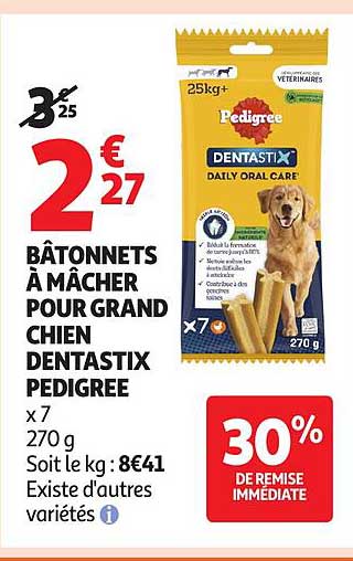 BÂTONNETS À MÂCHER POUR GRAND CHIEN DENTASTIX PEDIGREE x 7 270 g