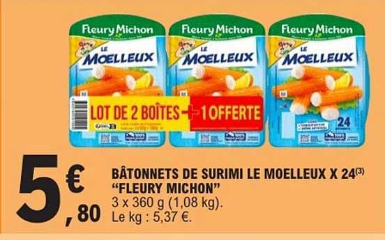 BÂTONNETS DE SURIMI LE MOELLEUX X 24 “FLEURY MICHON”