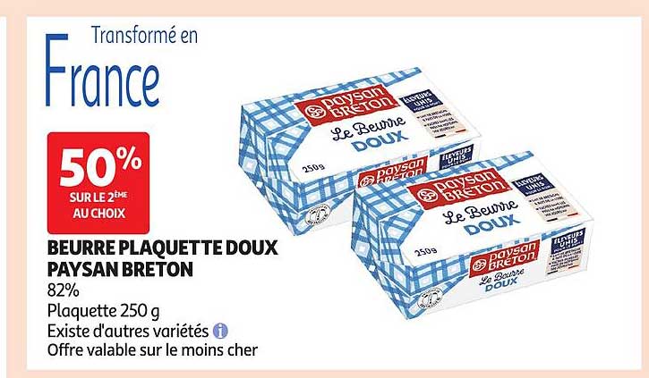 BEURRE PLAQUETTE DOUX PAYSAN BRETON