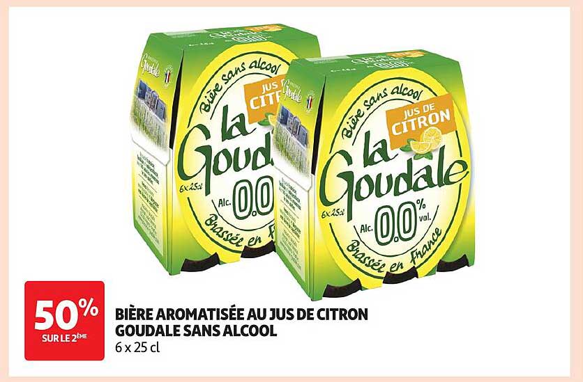 BIÈRE AROMATISÉE AU JUS DE CITRON GOUDALE SANS ALCOOL 6 x 25 cl