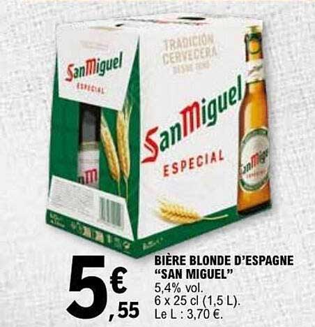 BIÈRE BLONDE D’ESPAGNE “SAN MIGUEL”