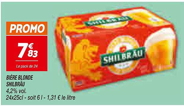 BIÈRE BLONDE SHILBRAU 4,2% vol. 24x25cl - soit 6 l - 1,31 € le litre