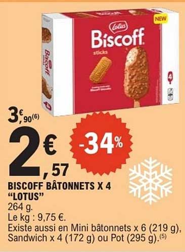 BISCOFF BÂTONNETS X 4 "LOTUS"