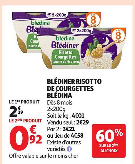 BLÉDINER RISOTTO DE COURGETTES BLÉDINA