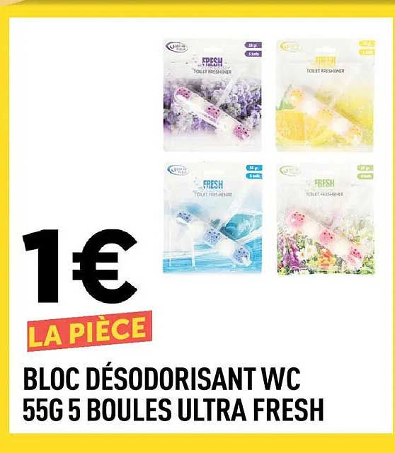 BLOC DÉSODORISANT WC 55G 5 BOULES ULTRA FRESH