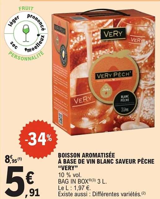 BOISSON AROMATISÉE À BASE DE VIN BLANC SAVEUR PÊCHE “VERY”