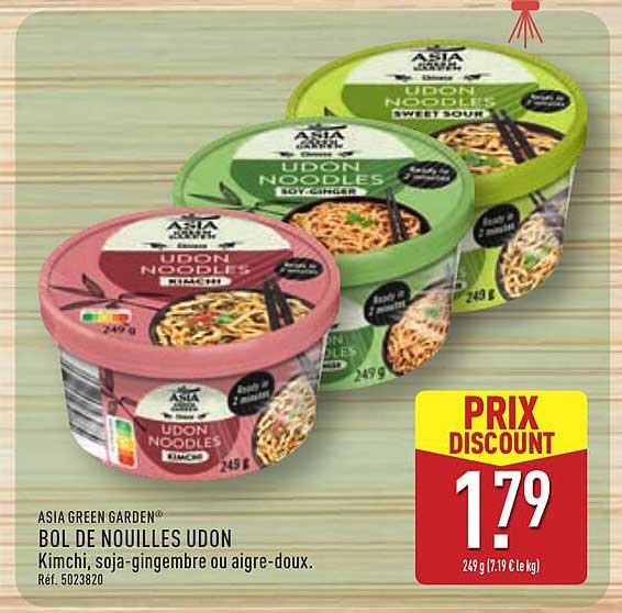 BOL DE NOUILLES UDON Kimchi, soja-gingembre ou aigre-doux.