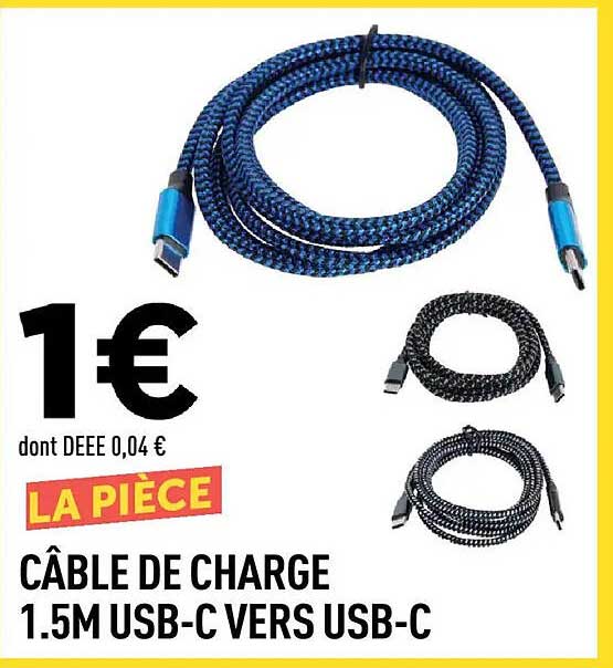 CÂBLE DE CHARGE 1.5M USB-C VERS USB-C