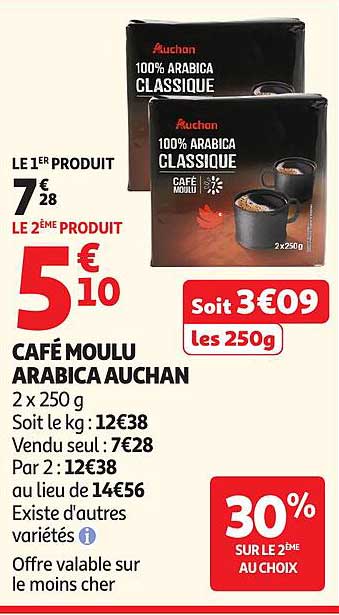 CAFÉ MOULU ARABICA AUCHAN