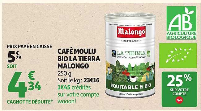 CAFÉ MOULU BIO LA TIERRA MALONGO