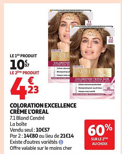 COLORATION EXCELLENCE CRÈME L'OREAL 7.1 Blond Cendré
