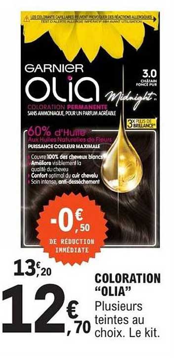 COLORATION “OLIA” Plusieurs teintes au choix. Le kit.