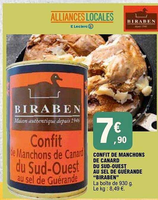 CONFIT DE MANCHONS DE CANARD DU SUD-OUEST AU SEL DE GUERANDE “BIRABEN”