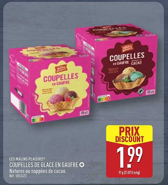 COUPELLES DE GLACE EN GAUFRE