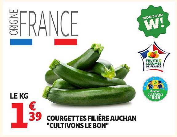 COURGETTES FILIÈRE AUCHAN "CULTIVONS LE BON"