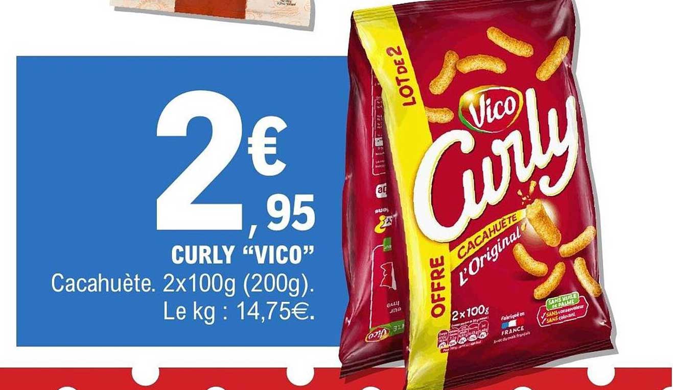 CURLY “VICO” Cacahuète. 2x100g (200g).