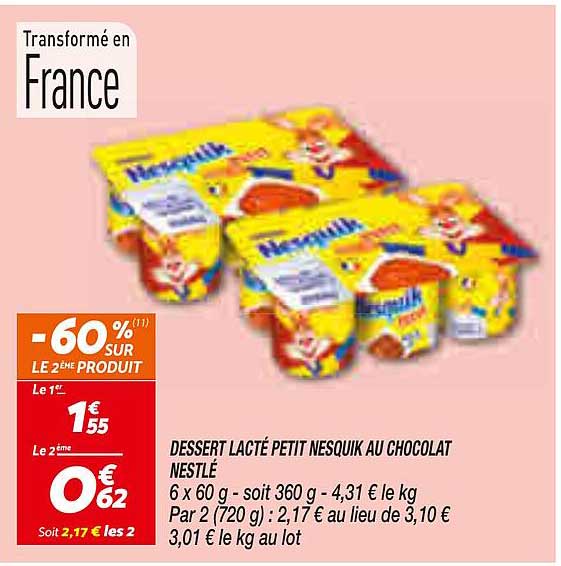 DESSERT LACTÉ PETIT NESQUIK AU CHOCOLAT NESTLÉ