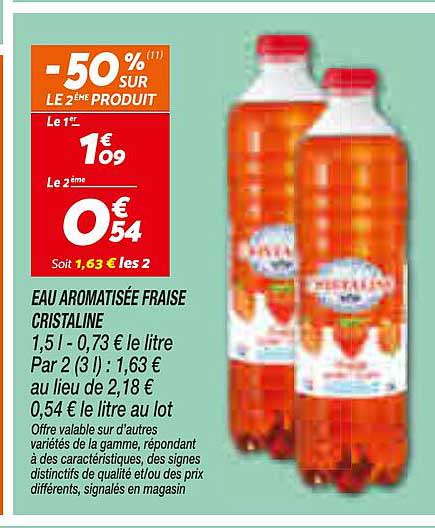 EAU AROMATISÉE FRAISE CRISTALINE 1,5 l