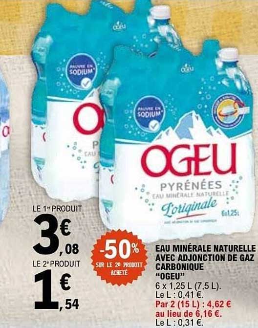 Eau minérale naturelle avec adjonction de gaz carbonique « OGEU »