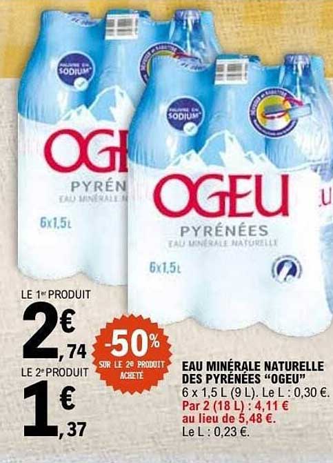 Eau minérale naturelle des Pyrénées "OGEU" 6 x 1,5 L