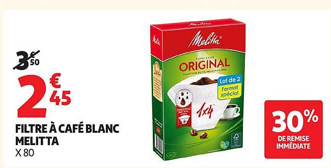 FILTRE À CAFÉ BLANC MELITTA X 80