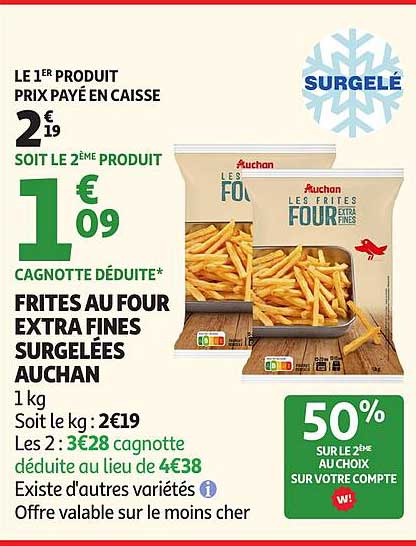 FRITES AU FOUR EXTRA FINES SURGELÉES AUCHAN