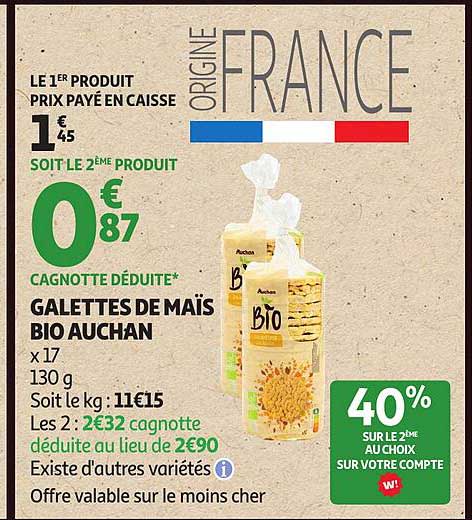 GALETTES DE MAÏS BIO AUCHAN