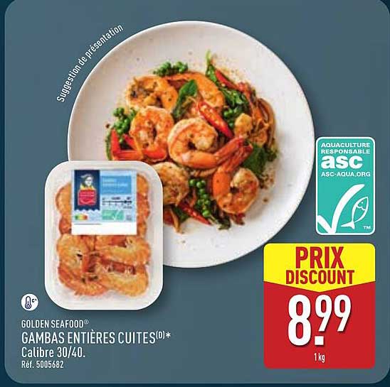 GAMBAS ENTIERES CUITES(0)* Calibre 30/40.