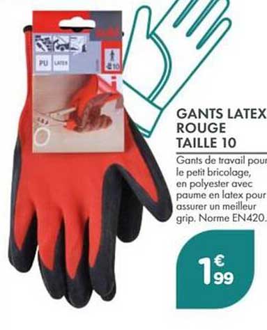 GANTS LATEX ROUGE TAILLE 10