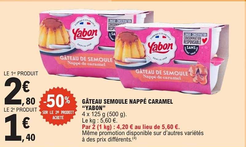 GÂTEAU SEMOULE NAPPÉ CARAMEL “YABON”