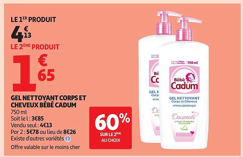 GEL NETTOYANT CORPS ET CHEVEUX BÉBÉ CADUM
