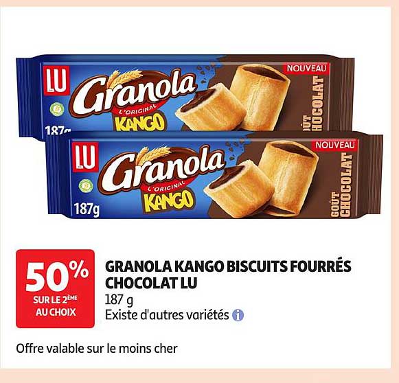 GRANOLA KANGO BISCUITS FOURRÉS CHOCOLAT LU