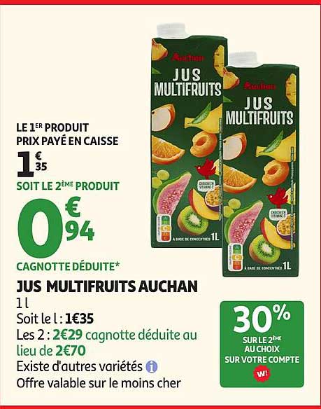 JUS MULTIFRUITS AUCHAN 1L