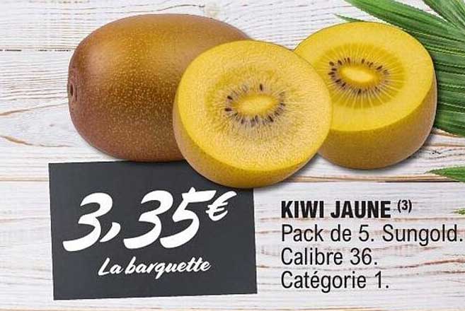 KIWI JAUNE (3) Pack de 5. Sungold. Calibre 36. Catégorie 1.