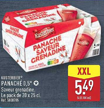 KUSTERBIER® PANACHÉ 0,5° Saveur grenadine. Le pack de 20 x 25 cl.