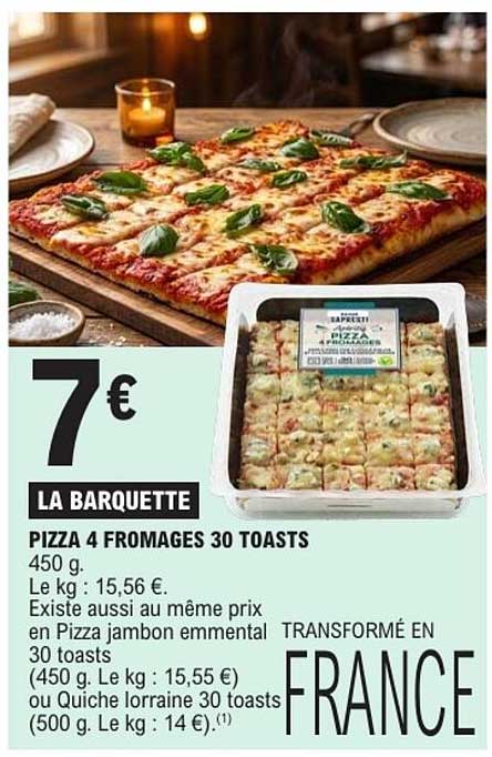 LA BARQUETTE PIZZA 4 FROMAGES 30 TOASTS