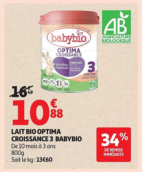 LAIT BIO OPTIMA CROISSANCE 3 BABYBIO