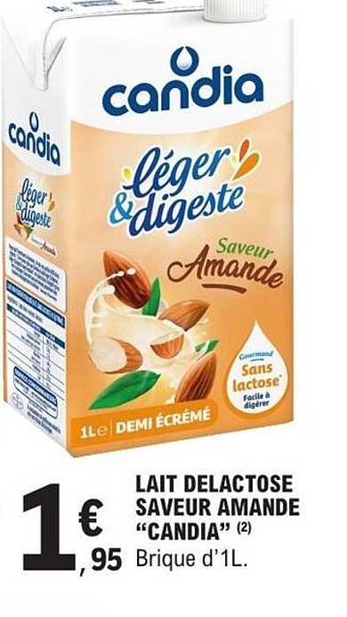 LAIT DELACTOSE SAVEUR AMANDE “CANDIA” (2) Brique d’1L.