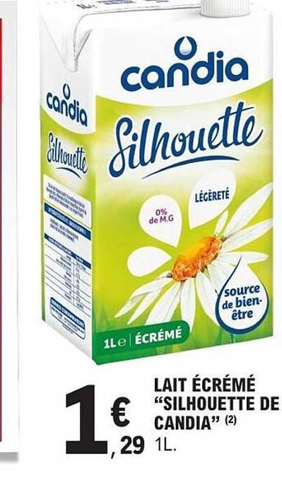 LAIT ÉCRÉMÉ “SILHOUETTE” DE “CANDIA” (2) 1L.