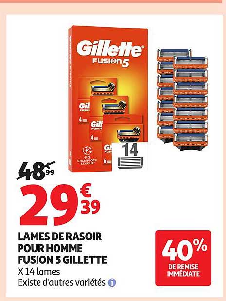 LAMES DE RASOIR POUR HOMME FUSION 5 GILETTE