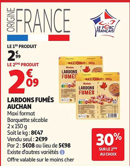 LARDONS FUMÉS AUCHAN