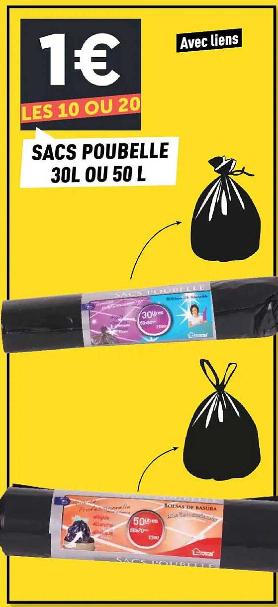 LES 10 OU 20 SACS POUBELLE 30L OU 50 L