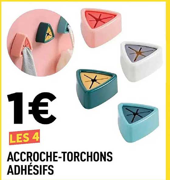 LES 4 ACCROCHE-TORCHONS ADHÉSIFS