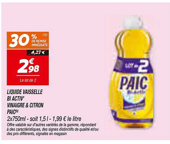 LIQUIDE VAISSELLE BI ACTI' VINAIGRE & CITRON PAIC(b)
