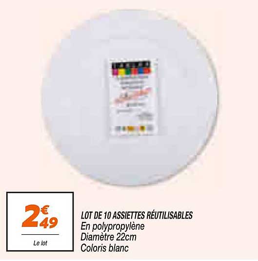 LOT DE 10 ASSIETTES RÉUTILISABLES