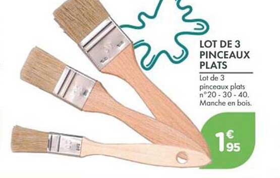 LOT DE 3 PINCEAUX PLATS