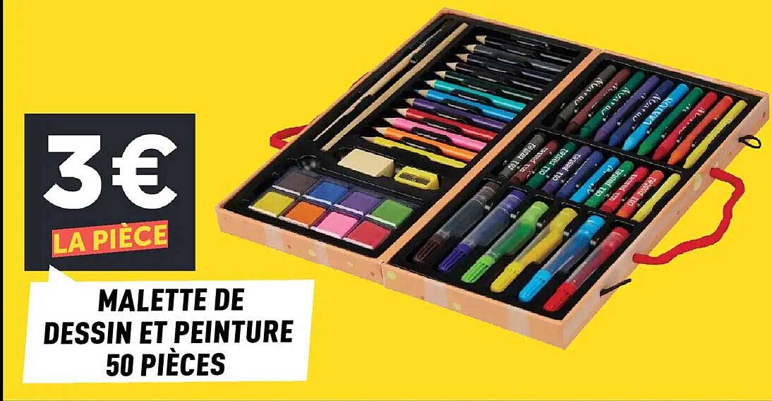 MALETTE DE DESSIN ET PEINTURE 50 PIÈCES