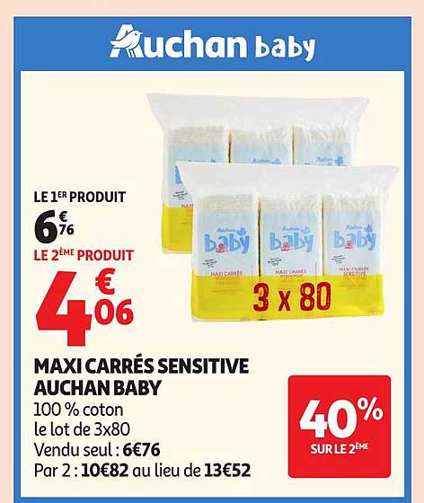MAXI CARRÉS SENSITIVE AUCHAN BABY